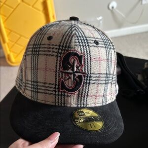 New Era Plaid Cap with Black Brim